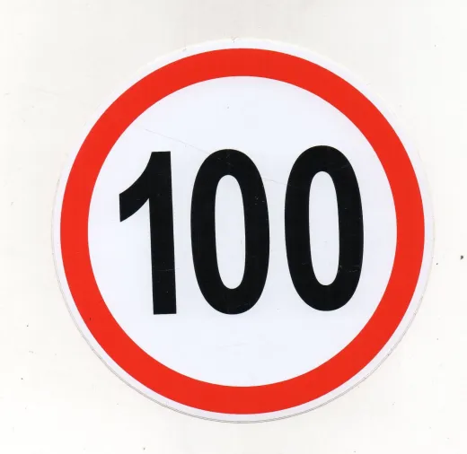 Наклейка вінілова Обмеження швидкості 100 км/год (діам. 12 см)