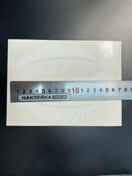Наклейки вінілові Перо птаха білі (17х6 см, 2 шт)