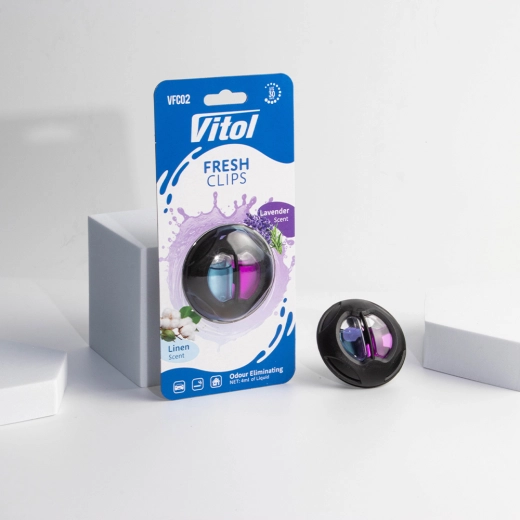 Ароматизатор воздуха на дефлектор Vitol Fresh Clips Linen +Lavender