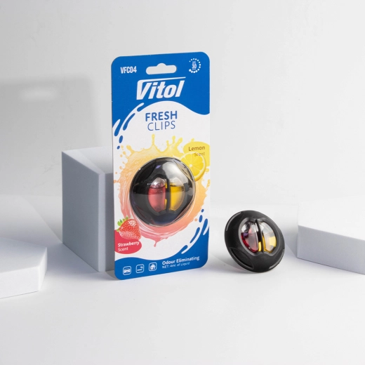 Ароматизатор воздуха на дефлектор Vitol Fresh Clips Strawberry+Lemon