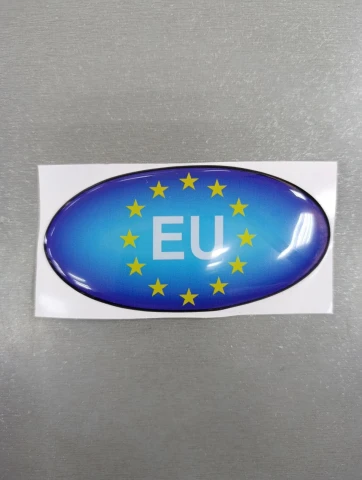 3D Наклейка силиконовая Флаг Евросоюза EU (11х5.5 см) овал