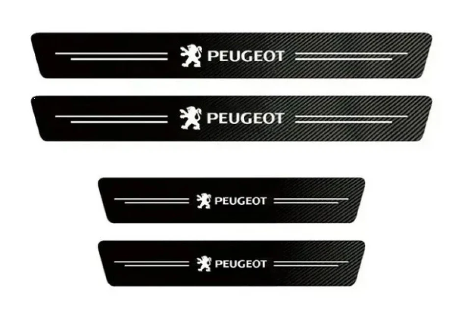 Наклейка вінілова Комплект на пороги PEUGEOT (60х6.8см(2шт)(40х6.8см(2шт)) карбон черный