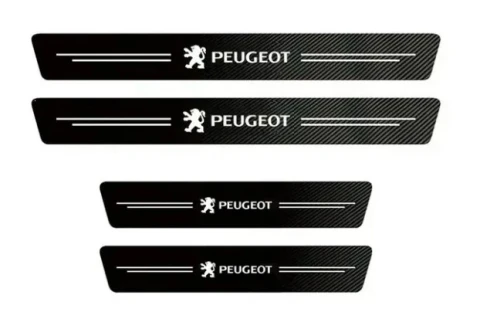 Наклейка вінілова Комплект на пороги PEUGEOT (60х6.8см(2шт)(40х6.8см(2шт)) карбон черный