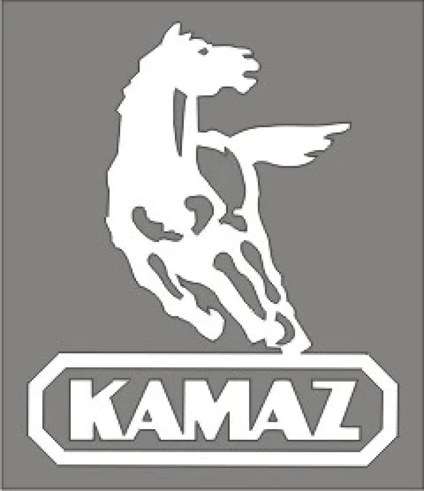 Наклейка виниловая KAMAZ лошадь (24х21 см) белая