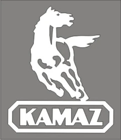 Наклейка виниловая KAMAZ лошадь (24х21 см) белая