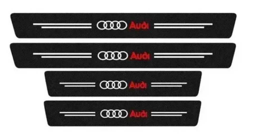 Наклейки вінілові Комплект на пороги AUDI (60х6.8см 2шт / 40х6.8см 2шт) карбон чорний