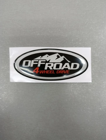 3D Наклейка силіконова OFF ROAD (8.5х3,6 см) чорний/срібло/червоний