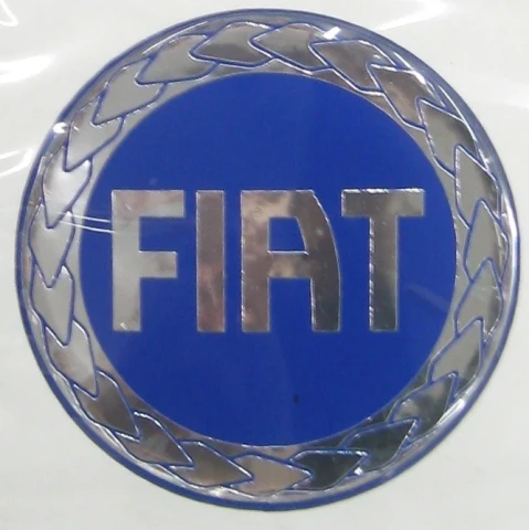 3D Наклейка силіконова емблемa FIAT (діам. 9 см) синя з хромом