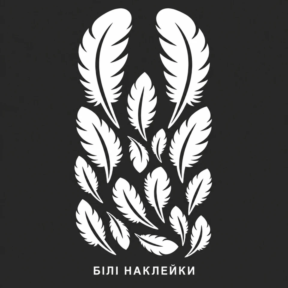 Наклейка вінілова Набір пір'їнок біла (49х25 см)