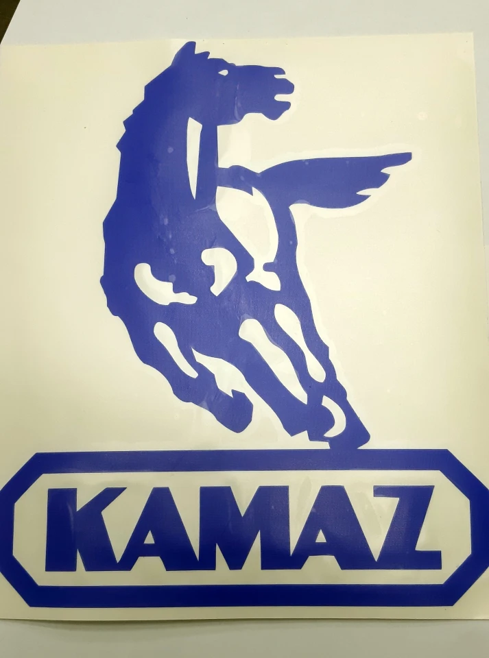 Наклейка вінілова KAMAZ кінь (24х21 см.) синя