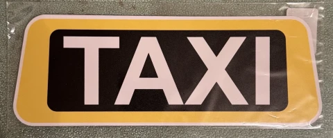 Наклейка вінілова TAXI чорна з жовтим ободком (20х7 см, комплект 2 шт.)