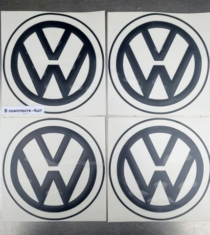 Наклейка вінілова Volkswagen (d19.5 см) 4шт. у комплекті чорна