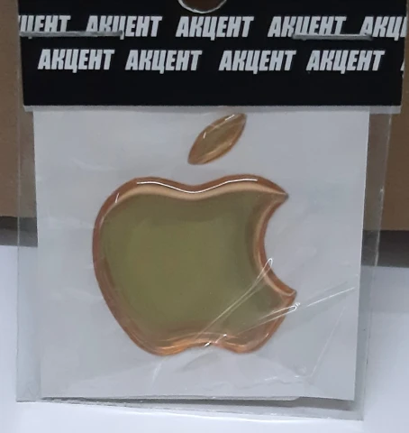3D Наклейка силіконова Apple (3х2.5 см) золота (силікон)