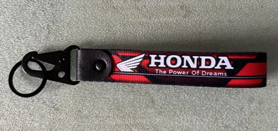 Брелок для ключей с логотипом HONDA красный+черный 200х25мм полиэстер