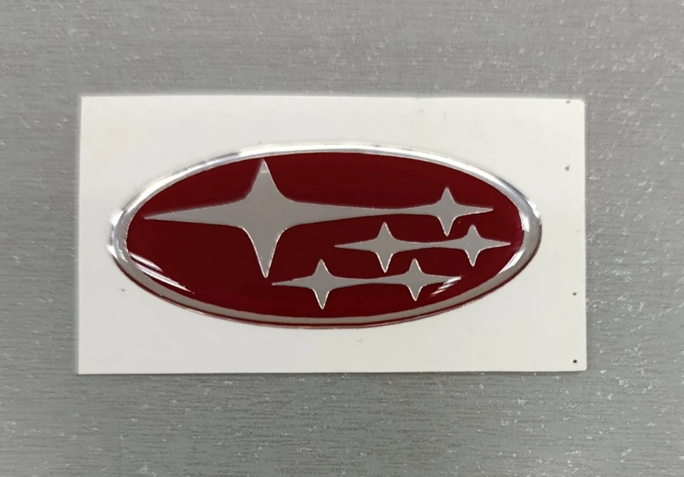 3D Наклейка силіконова эмблема SUBARU (овал 5.5х2.5 см) бордо-хром (у кермо)