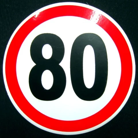 Наклейка вінілова Обмеження швидкості 80 км/год (діам. 16 см.)