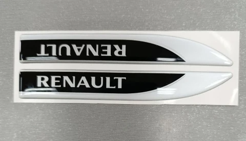 3D Наклейка силіконова Renault (14х2 см x 2шт ) срібло з чорним