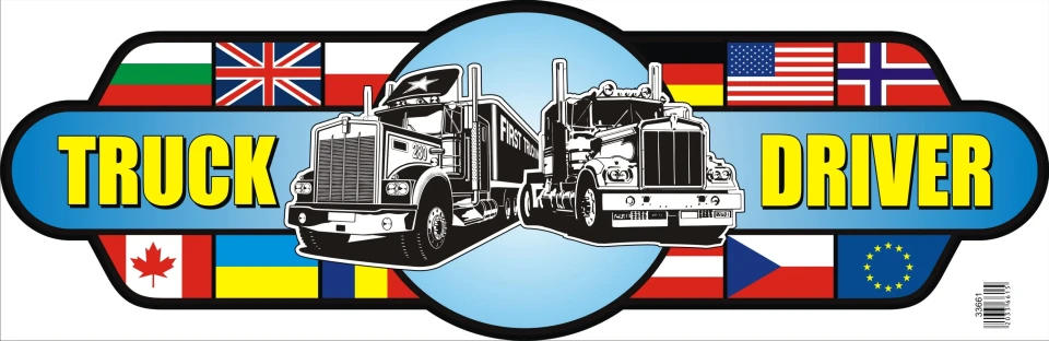Наклейка виниловая TRUCK DRIVER на лобовое стекло / кабину (98х31 см)