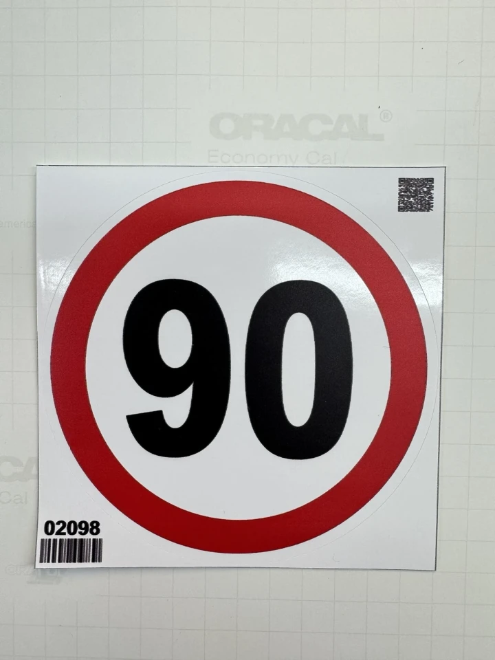 Наклейка виниловая Ограничение скорости 90 км/ч (12см)