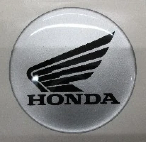 3D Наклейка силіконова Honda з крилом ліва (d5.5 см) сріблясто-чорна