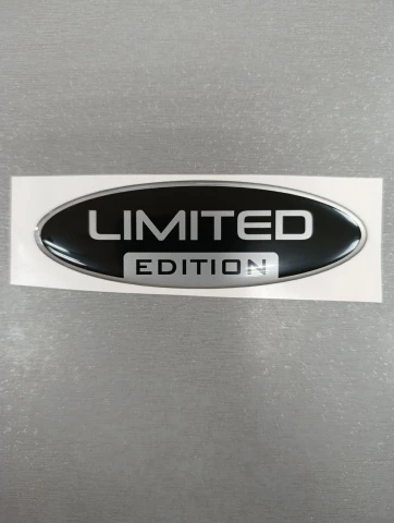 3D Наклейка силиконовая Limited овал (10х3.2 см) черная с серым