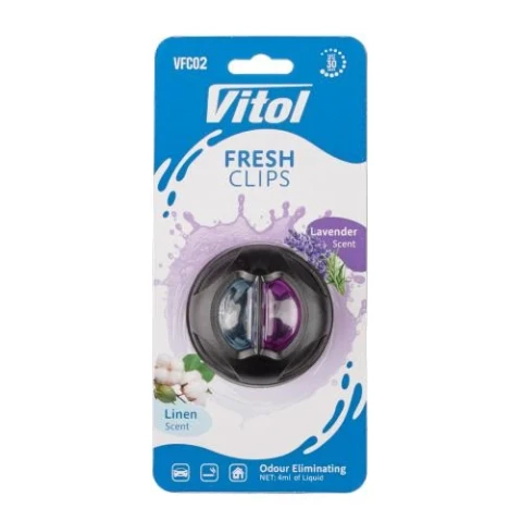 Ароматизатор повітря на дефлектор Vitol Fresh Clips Linen +Lavender