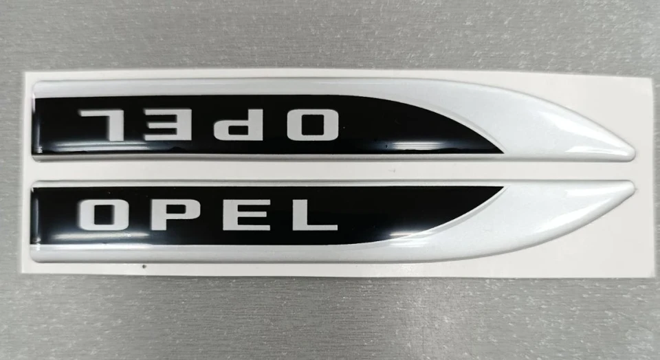 3D Наклейка силіконова Opel (14х2 см x 2шт.) срібло з чорним