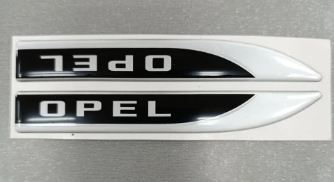 3D Наклейка силіконова Opel (14х2 см x 2шт.) срібло з чорним