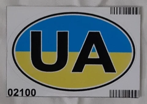 Наклейка вінілова розпізнавальний знак України «UA» жовто-блакитна (8х5,5 см)