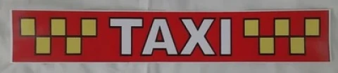 Наклейка вінілова TAXI на червоному тлі з жовтими шашками (29х5 см)