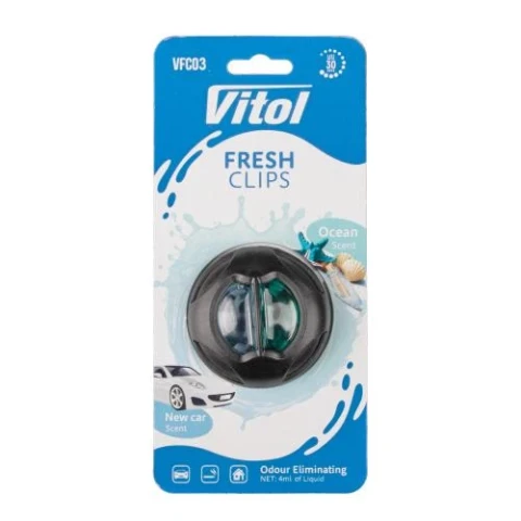 Ароматизатор воздуха на дефлектор Vitol Fresh Clips New car +Ocean