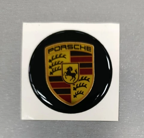3D Наклейка силіконова Porsche (діам. 7 см) чорна