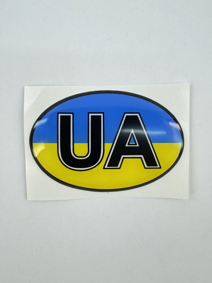 3D Наклейка силіконова UA овал (6,7х4,6см) жовто-блакитний