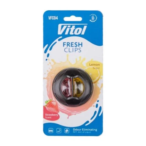 Ароматизатор воздуха на дефлектор Vitol Fresh Clips Strawberry+Lemon