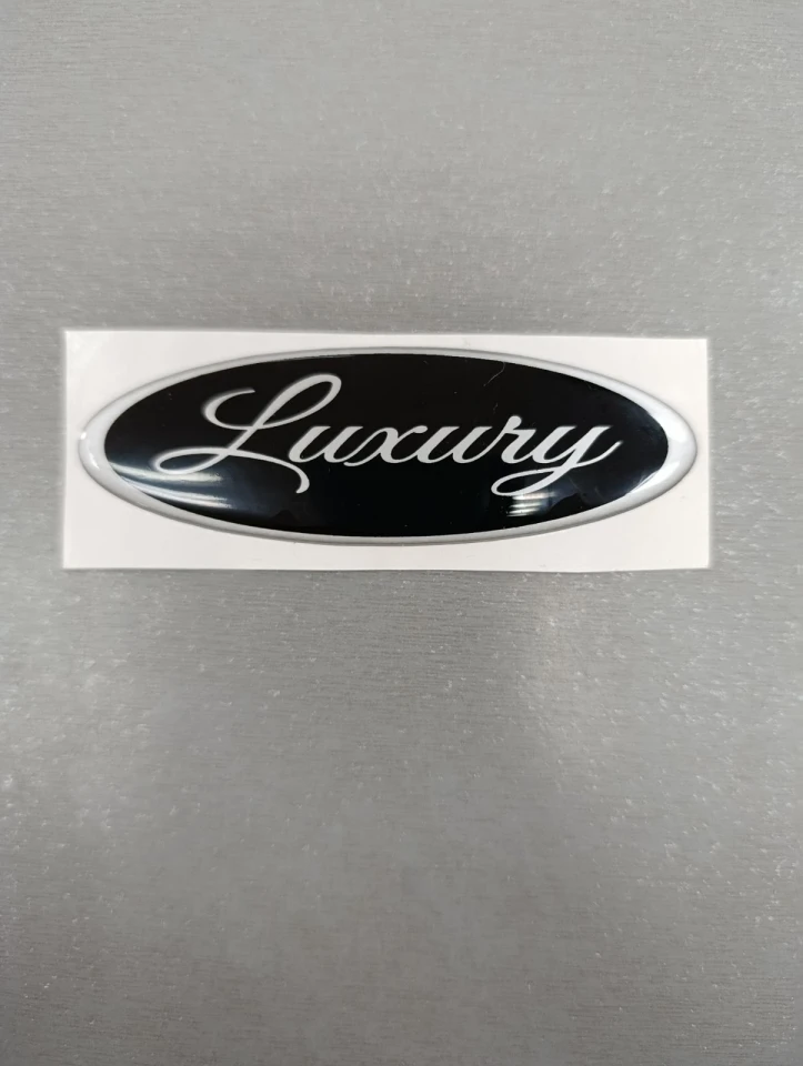 3D Наклейка силиконовая Luxury овал (10х3см)(силикон) черный-серебро
