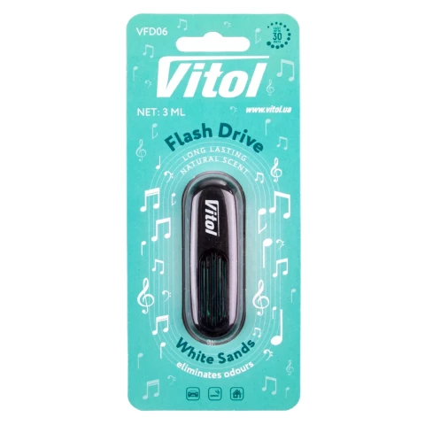 Ароматизатор повітря на дефлектор Vitol Flash Drive White Sands (Білі піски)