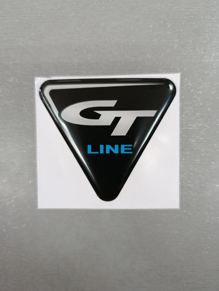 3D Наклейка силіконова GT line трикутник (6,7х6 см) чорна з сірим та блакитним