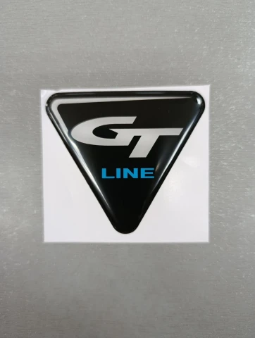 3D Наклейка силіконова GT line трикутник (6,7х6 см) чорна з сірим та блакитним