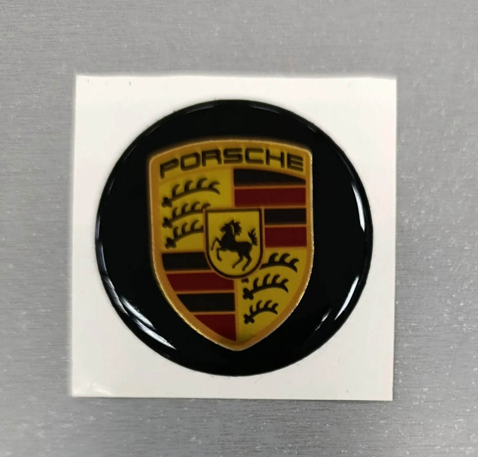 3D Наклейка силіконова Porsche (діам. 8.5 см) чорна