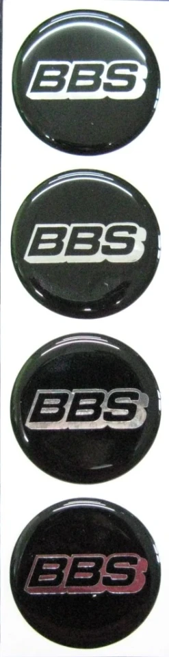 3D наклейки силіконові BBS чорний-хром (d70 мм х 4 шт) на ковпачки дисків