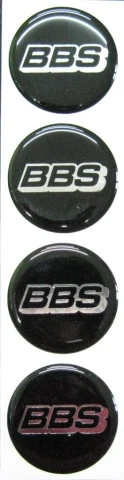 3D наклейки силіконові BBS чорний-хром (d70 мм х 4 шт) на ковпачки дисків