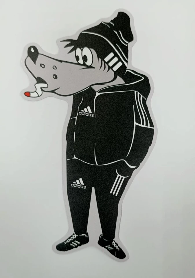 Наклейка вінілова Вовк в Adidas (19х9 см)