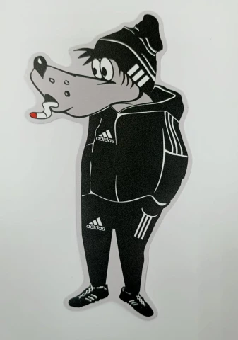 Наклейка вінілова Вовк в Adidas (19х9 см)