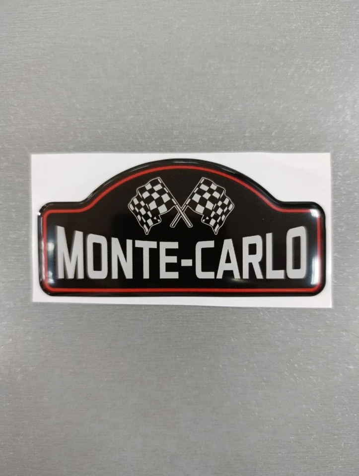 3D Наклейка силіконова MONTE-CARLO (9.5х4.5 см) чорна з червоним та сірим