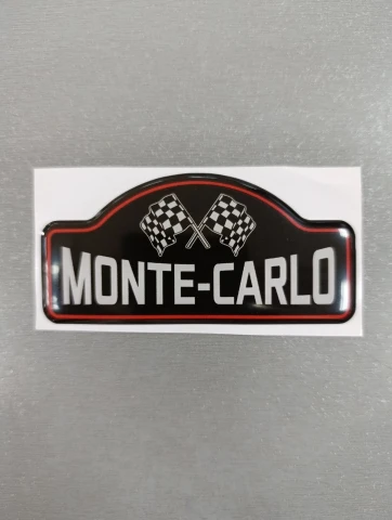 3D Наклейка силіконова MONTE-CARLO (9.5х4.5 см) чорна з червоним та сірим