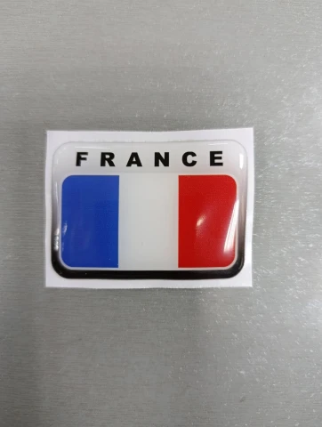 3D Наклейка силіконова прапор Франції з написом FRANCE (5,9х4,2 см)