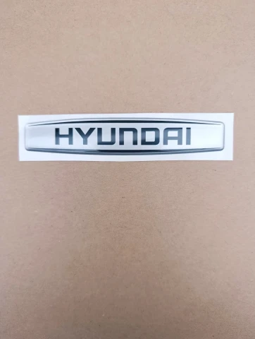 3D Наклейка силіконова HYUNDAI (12х2,2 см) сріблястий-чорний
